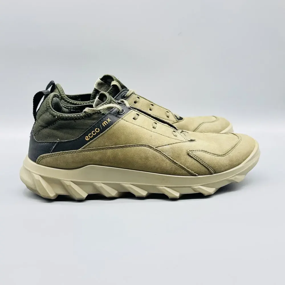 Ecco Shoes Mens 8.5 Olive Green Leather MX Trail Hiking Sneakers Chunky Outdoor
